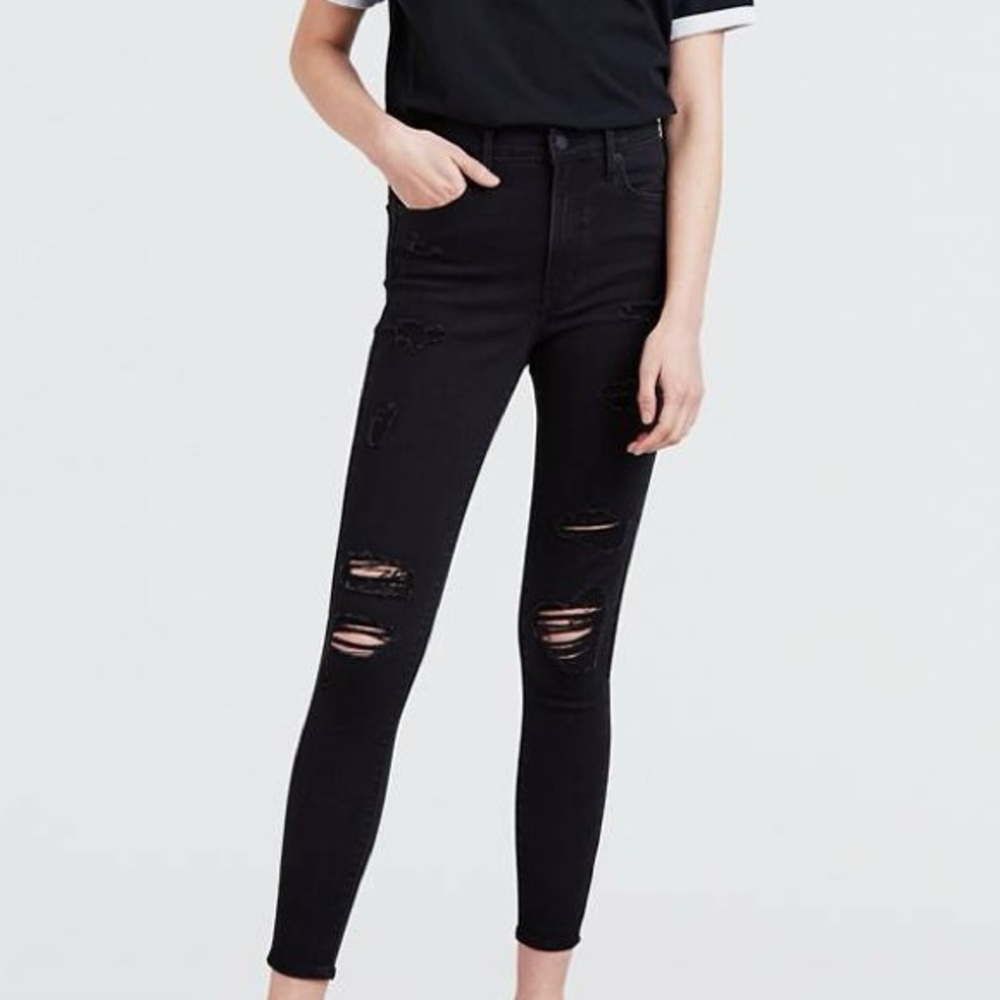 Levis mile high super skinny black ripped